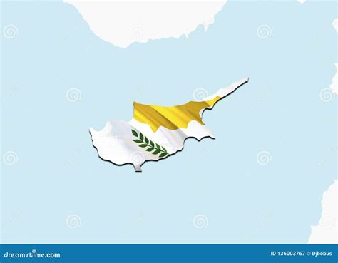 Vlagkaart Van Cyprus D Het Teruggeven Cyprus Kaart En Vlag Het