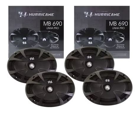 2 Par Woofer Midbass 6x9 Polegada 460w Pro Mb690 4 Hurricane