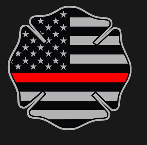 Firefighter Tribute Decal Thin Red Line Maltese Cross Usa Flag