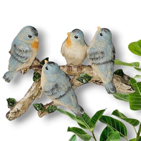 Melrose Resin Birds On Branch With Blue Finish 85859ds Ebay