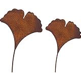 Bl Melhuber Er Set Gartenstecker Ginkgoblatt Metall Rost Gartendeko