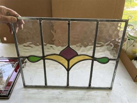 3 Stained Glass Pieces Couple Of Cracks Legacy Auction Company