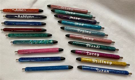 Personalized Glitter Epoxy Pens Etsy