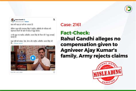 Fact Check Rahul Gandhi Alleges No Compensation Given To Agniveer Ajay