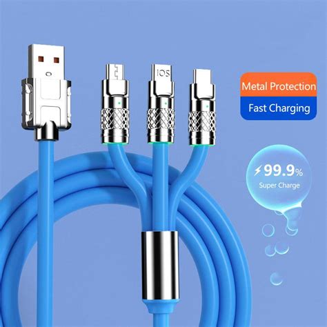 Cheap VAORLO Metal USB Data Cable 120W 6A 3 In 1 Super Charge Fast