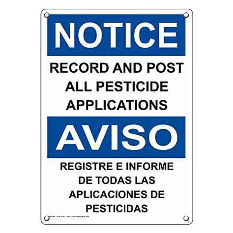 Weatherproof Plastic Vertical Osha Notice Record And Post All Pesticide