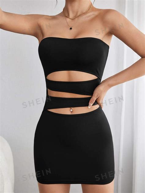 Shein Petite Cut Out Tube Bodycon Dress Shein Uk