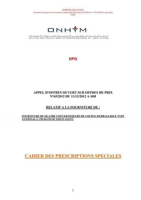 Cahier Des Prescriptions Speciales