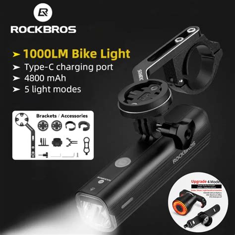 ROCKBROS Bicycle Light 1000 Lumens 4800mAh Gopro Mount Bike Headlight