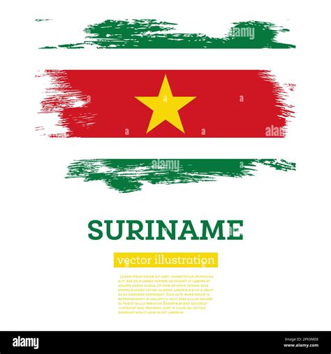 Bandera de Surinam con pinceladas Ilustración vectorial Día de la