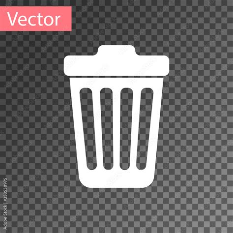 White Trash Can Icon Isolated On Transparent Background Garbage Bin