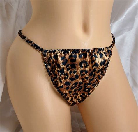 Cheetah Print Satin String Bikini Thong Joe Boxer Style Etsy Australia