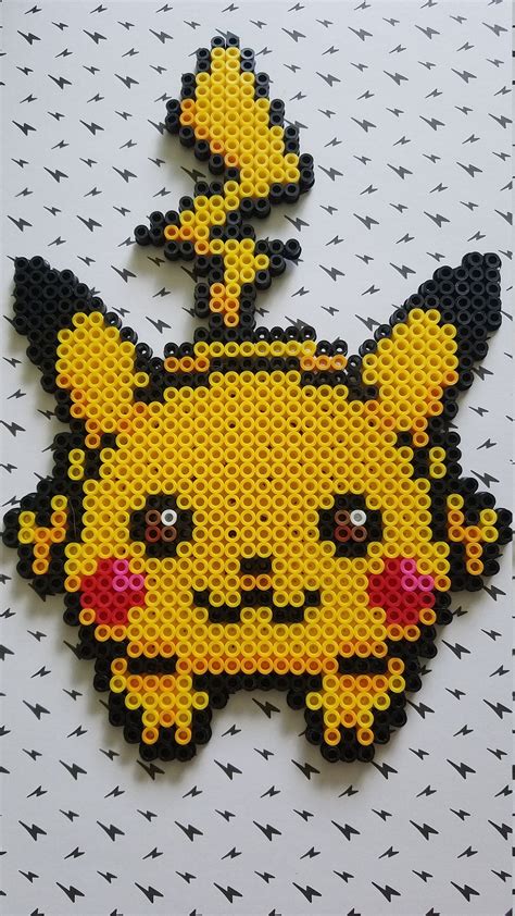 Large Pikachu Perler Bead Manget Etsy Pokemon Bead Perler Bead