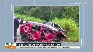 RJ Inter TV 1ª Edição Três carros se envolvem em acidente na RJ 130