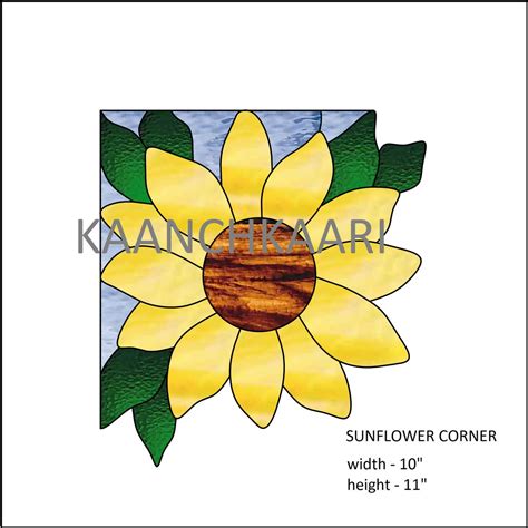 Stained Glass Pattern Corner Sunflower Etsy