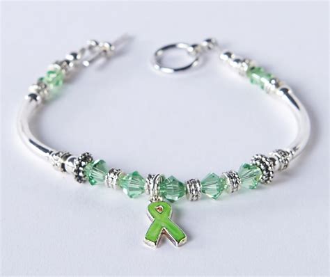 Lymphoma Bracelet Lime Green Ribbon Charm Awareness