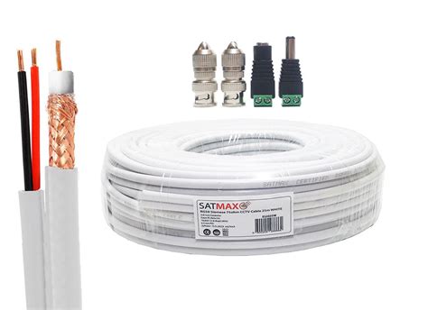 Satmax 25m White Siamese RG59 Video 2 Core Power CCTV Cable CCTV101