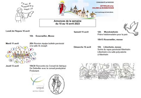 Semaine du 10 au 16 avril 2023 Communauté de paroisses DETTWILLER et