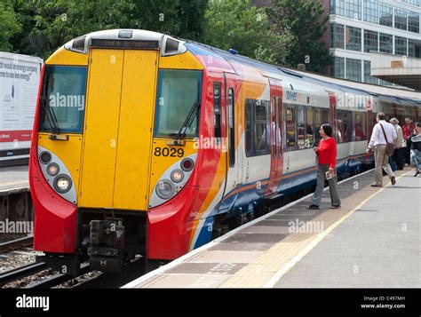 Class 458 Juniper Passenger Train In South West Trains Livery Waiting At Richmond Station