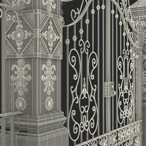 Wrought Iron Fence And Gate 3d Model 86 3ds Obj Max Ma C4d Free3d