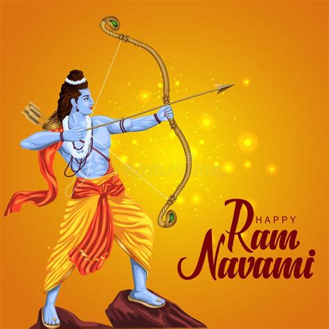 Happy Ram Navami Festival Of India Lord Rama With Arrow Stock Vector