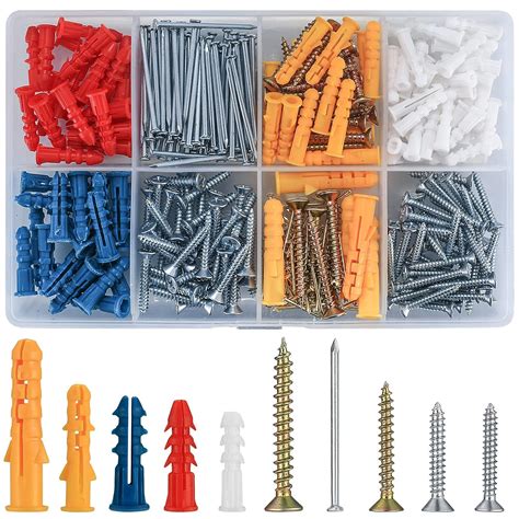 Pcs Drywall Wall Anchors And Screws Kit Assorted Plastic Drywall