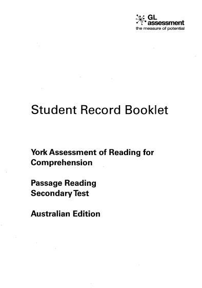 Dsf York Assessment Of Reading For Comprehension Yarc Single Test Form Secondary