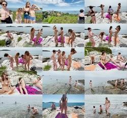 4Girl Naked Sunbathing And Swimming On Island Vacation With Sammy