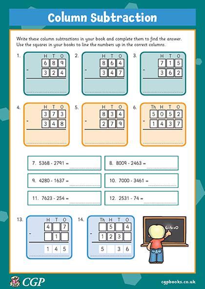 Column Subtraction Year 4 CGP Plus Worksheets Library