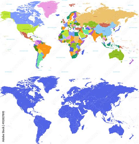 Fototapeta mapa świata dla dzieci Kolorowa mapa polityczna świata