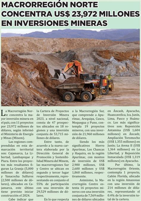 Macrorregi N Norte Concentra Millones En Inversiones Mineras