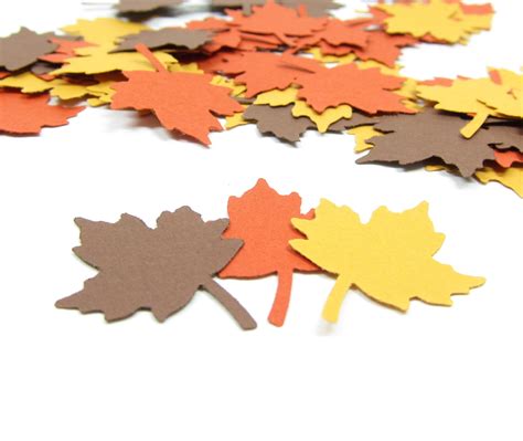 Maple Leaf Confetti Paper Punches Autumn Leaves Large Brown Eyed Rose