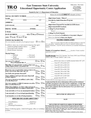 Fillable Online Etsu Application Eoc 2013pdf Etsu Fax Email Print