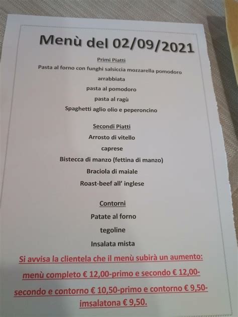 Menu Da Al Rifugio Ristorante Zoppola