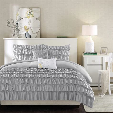 Intelligent Design Comforter Set Twin Waterfall Multi Layers Ruffle Comforter Set