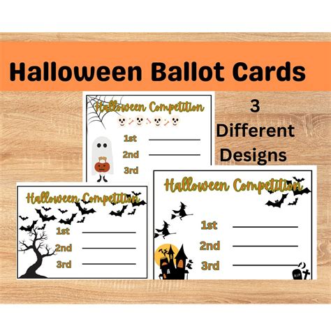 Halloween Ballot Cards Set Of Halloween Competition Printable Voting