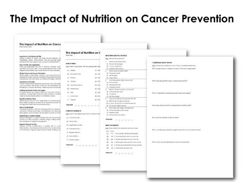 The Impact Of Nutrition On Cancer Prevention Teaching Resources