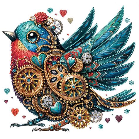 Steampunk Style M Canique Bleu Oiseau Partiel Sp Cial Diamant Peinture