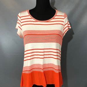 Pleione Tops Pleione Top High Lo Red Orange Striped Blouse L Poshmark