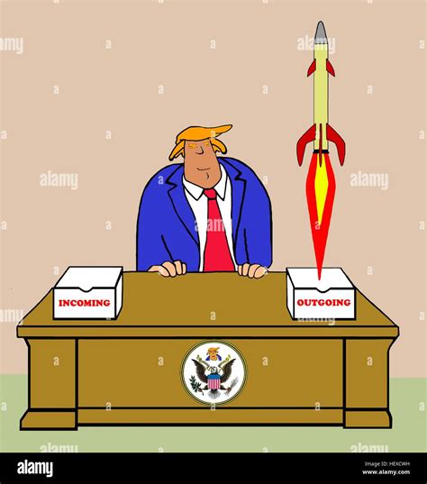 Political cartoon showing Donald Trump in the Oval Office as a Stock ...