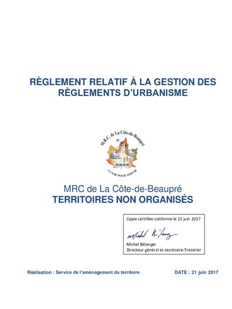 Remplissable En Ligne Rglement Sur Les Plans MRC De La Cte De Beaupr