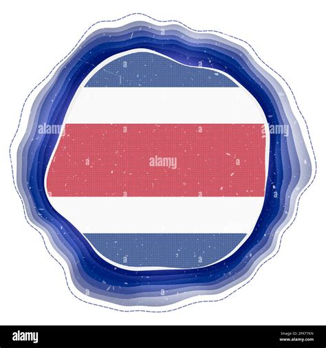 Costa Rica Flag In Frame Badge Of The Country Layered Circular Sign