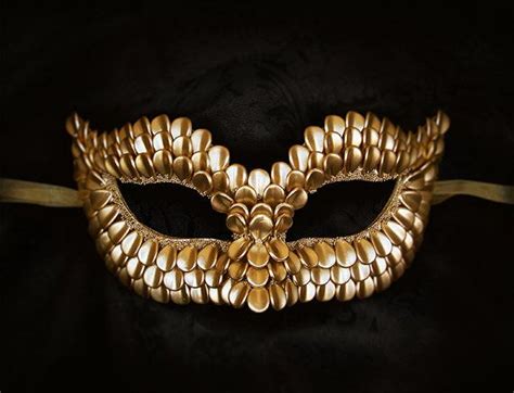 Gold Masquerade Mask With Dragon Scales Metallic By SOFFITTA Gold