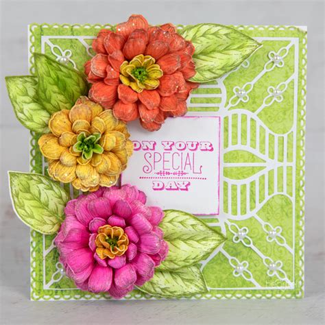 Heartfelt Creations Small Garden Zinnia Cling Stamp Set