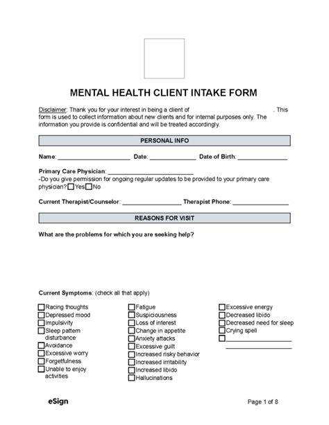 Free Therapist Client Intake Form PDF Word