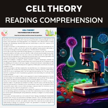 Cell Theory Reading Comprehension Passage For Cell Biology Tpt