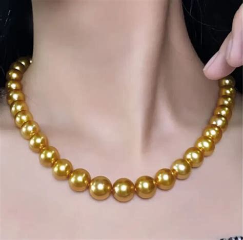 Huge In Mm Natural South Sea Genuine Gold Perfect Round Pearl