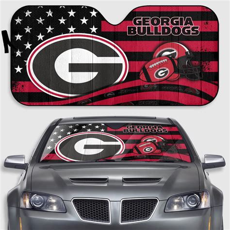 Georgia Bulldogs American Flag Car Sunshade