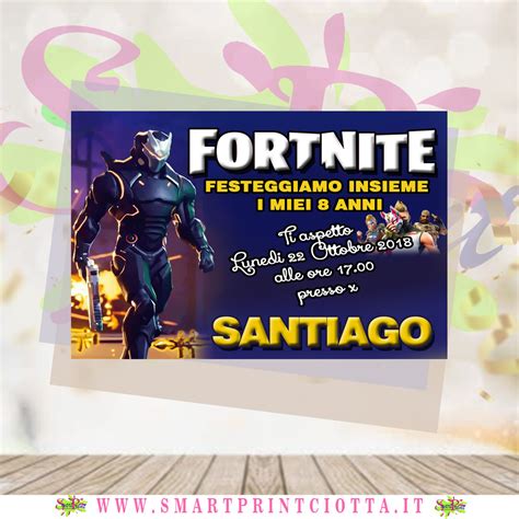 Invito Biglietto Digitale O Cartaceo Personalizzato A Tema Fortnite