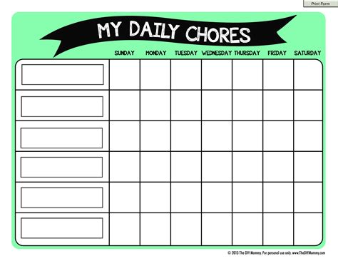 Editable Chore | Templates at allbusinesstemplates.com